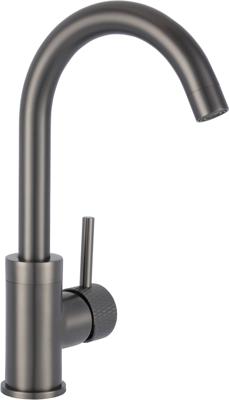 Saqu Crossed wastafelmengkraan met ronde uitloop gunmetal Saqu Crossed wastafelmengkraan met ronde uitloop gunmetal