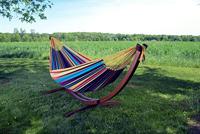 Vivere C8SPCT-24 hangmat Framehangmat 1 persoon/personen Katoen Blauw, Bruin, Groen, Wit - thumbnail