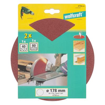 Wolfcraft Hechtschuurschijven | K80, 40 | Ø178mm | 2 stuks - 4756000 Wolfcraft Hechtschuurschijven | K80, 40 | Ø178mm | 2 stuks - 4756000