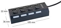 Schwaiger UH4013 USB 2.0-hub 4 poorten Zwart - thumbnail