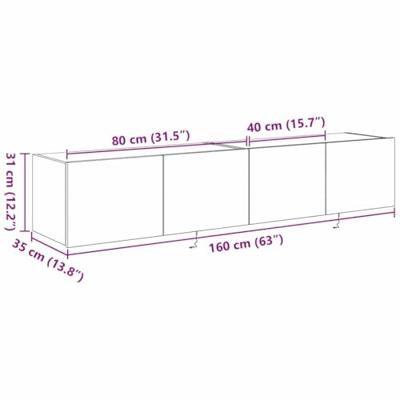 Tv-wandmeubels 2 st met LED 80x35x31 cm oud houtkleurig