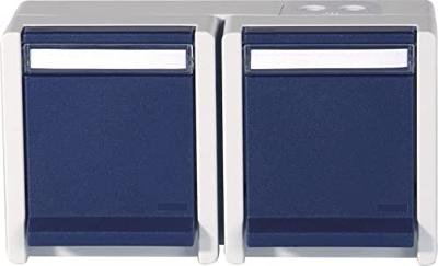 Stopcontact dubbel waterdicht IP55 met klep horizontaal