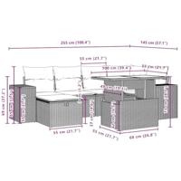 7-delige Loungeset met kussens poly rattan bruin - thumbnail