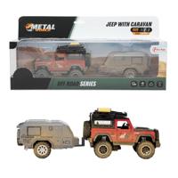 Metalen 4x4 pull back jeep met caravan - thumbnail