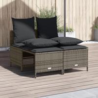 4-delige Loungeset met kussens poly rattan grijs - thumbnail