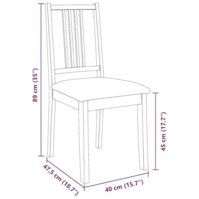 Eetkamerstoelen met kussens 2 st massief hout rubber bruin Eetkamerstoelen met kussens 2 st massief hout rubber bruin