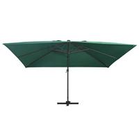 Zweefparasol met LED en aluminium paal 400x300 cm groen - thumbnail