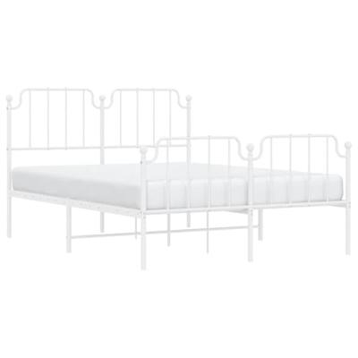 Bedframe met hoofd- en voeteneinde metaal wit 135x190 cm