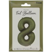 Folieballon Cijfer 8 Olijfgroen Mat (86cm) - thumbnail
