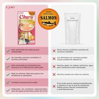 INABA Churu Puree Kattensnacks Creamy Snacks, hoogwaardige eiwitten met zalm en kip, 56 g (1 stuk), kattensnacks in premium kwaliteit - thumbnail