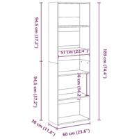 Boekenkast 60x30x189 cm bewerkt hout grijs sonoma eikenkleurig - thumbnail