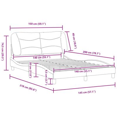 Bedframe met hoofdbord kunstleer zwart 140x200 cm