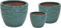 Mega Collections - Bloempot Glazed Hori Wave Celadon Ø19x18cm - thumbnail