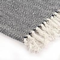 VidaXL Plaid visgraat 160x210 cm katoen marineblauw - thumbnail