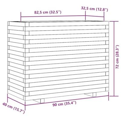 Plantenbak 90x40x72 cm massief grenenhout wit