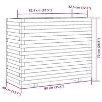 Plantenbak 90x40x72 cm massief grenenhout wit - thumbnail