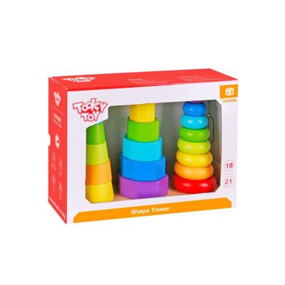 Tooky Toy stapeltoren vormen junior 26 cm hout 21 delig
