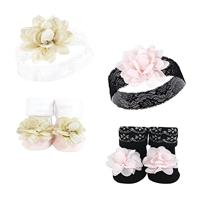 Hudson Baby Infant Girl Headband and Socks Set, Lace, 0-9 Months - thumbnail