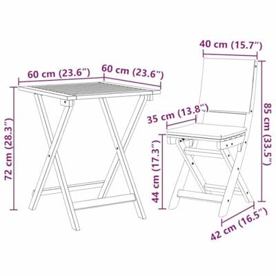 Bistroset met kussen 3 pcs Olie naturel Massief Acaciahout