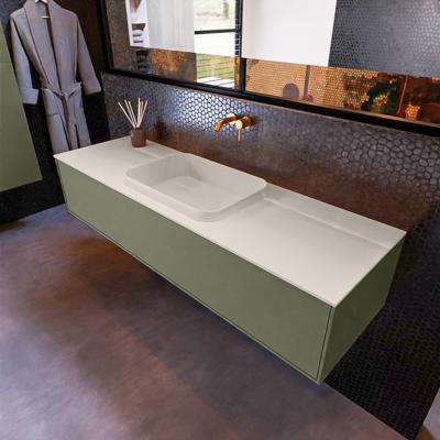 Badkamermeubelset Mondiaz Erin 150 cm met 1 Lade met RIDGE Wastafel Midden Linen Zonder Kraangaten Greeploos Mat Army Badkamermeubelset Mondiaz Erin 150 cm met 1 Lade met RIDGE Wastafel Midden Linen Zonder Kraangaten Greeploos Mat Army