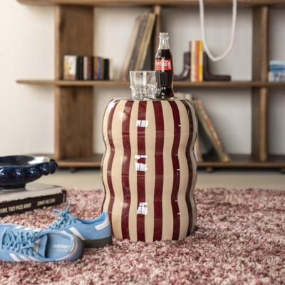 By-Boo Bijzettafel 'Candice' 28cm, kleur Beige/Burgundy