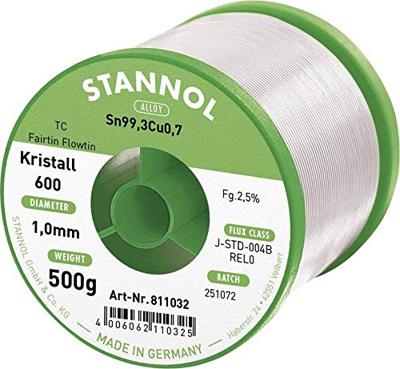 Stannol Kristall 600 Fairtin Soldeertin, loodvrij Loodvrij Sn99,3Cu0,7 REL0 500 g 1 mm