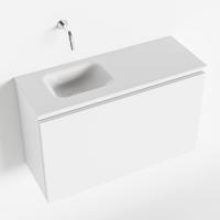 MONDIAZ OLAN 80cm toiletmeubel talc. LEX wastafel talc links geen kraangat - thumbnail