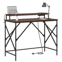 Bureau bruin eikenkleur 100 x 50 x 86.5 cm Bewerkt hout - thumbnail