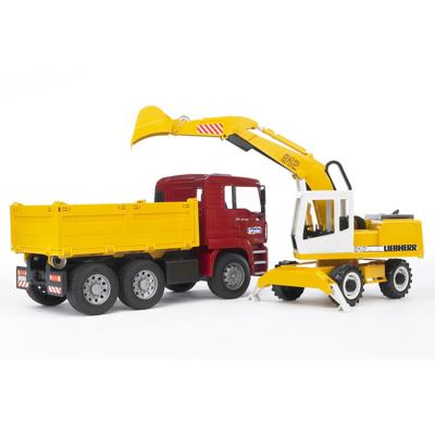 Bruder MAN TGA kipper met Liebherr graafmachine