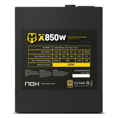 Voedingsbron Nox-Xtreme NXHUMMERX850WGD ATX 850 W 840 W 90 W 80 Plus Gold - thumbnail