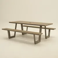 Vita Massa rechthoekige picknicktafel taupe - thumbnail