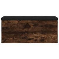 Opbergbankje 102x42x45 cm bewerkt hout gerookt eikenkleurig - thumbnail