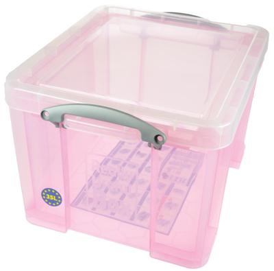 Really Useful Box opbergdoos 35 liter, transparant roze Really Useful Box opbergdoos 35 liter, transparant roze