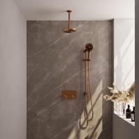 BRAUER Copper Carving thermostatische inbouw regendouche met drukknoppen SET 71 met 20 cm douchekop en plafondarm en 3-standen handdouche en doucheslang en geïntegreerde glijstang koper geborsteld PVD - thumbnail