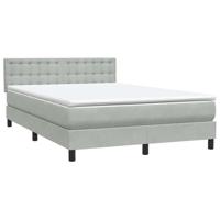 Boxspring met matras fluweel lichtgrijs 140x210 cm - thumbnail