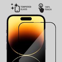Lunso - iPhone 14 Pro - Gehard Beschermglas - Full Cover Screenprotector - Black Edge - thumbnail