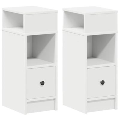 Nachtkastjes 2 st met lade 25x31x66 cm wit