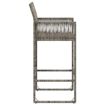 Tuinbarkrukken 2 st poly rattan grijs - thumbnail