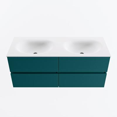 MONDIAZ VICA 120cm badmeubel onderkast Smag 4 lades. Wastafel MOON dubbel zonder kraangat, kleur Talc.