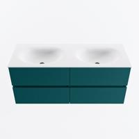 MONDIAZ VICA 120cm badmeubel onderkast Smag 4 lades. Wastafel MOON dubbel zonder kraangat, kleur Talc. - thumbnail