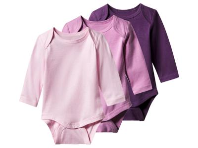 lupilu Set van 3 baby rompers (paars/roze, 74/80)