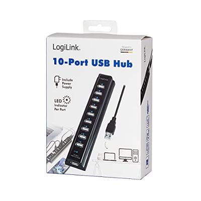 LogiLink UA0096 USB 2.0-hub 10 poorten Zwart