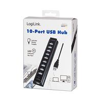 LogiLink UA0096 USB 2.0-hub 10 poorten Zwart - thumbnail