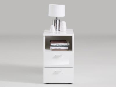 Nachtkastje Colima - 2 lades - hoogglans wit - Leen Bakker