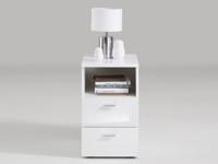 Nachtkastje Colima - 2 lades - hoogglans wit - Leen Bakker - thumbnail