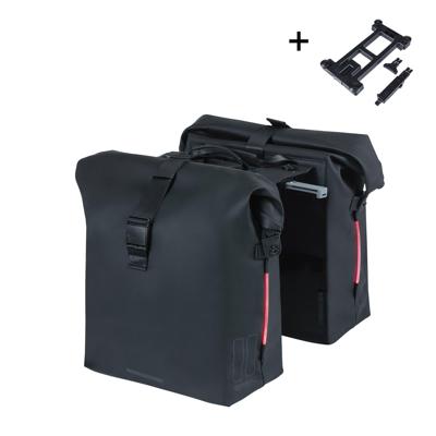 SoHo Nordlight fietstas in night zwart met 41 liter en MIK-systeem