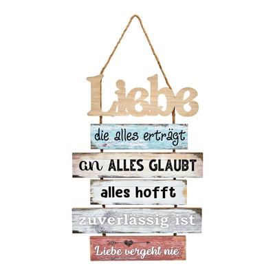 Wanddecoratie met spreuk "Liefde..." van hout, kleurrijk (B/H/D) 33x48x1,5cm