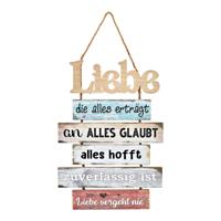 Wanddecoratie met spreuk "Liefde..." van hout, kleurrijk (B/H/D) 33x48x1,5cm - thumbnail