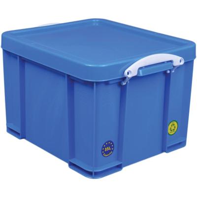 Really Useful Box opbergdoos 35 liter, neonblauw met witte handvaten Really Useful Box opbergdoos 35 liter, neonblauw met witte handvaten