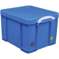 Really Useful Box opbergdoos 35 liter, neonblauw met witte handvaten - thumbnail